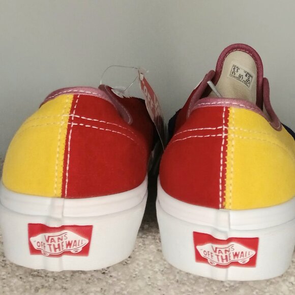 VANS Authentic Suede Canvas Sneaker - Red, Yellow, Blue - Womens 8.0 /Mens 6.5 - Picture 4 of 7